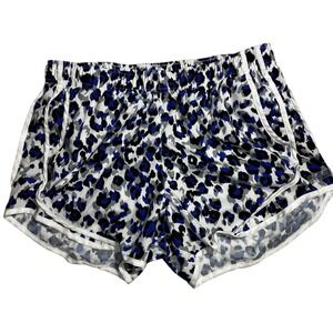 Calvin Klein Leopard Print Athletic Shorts Women's M Blue Black White Trim